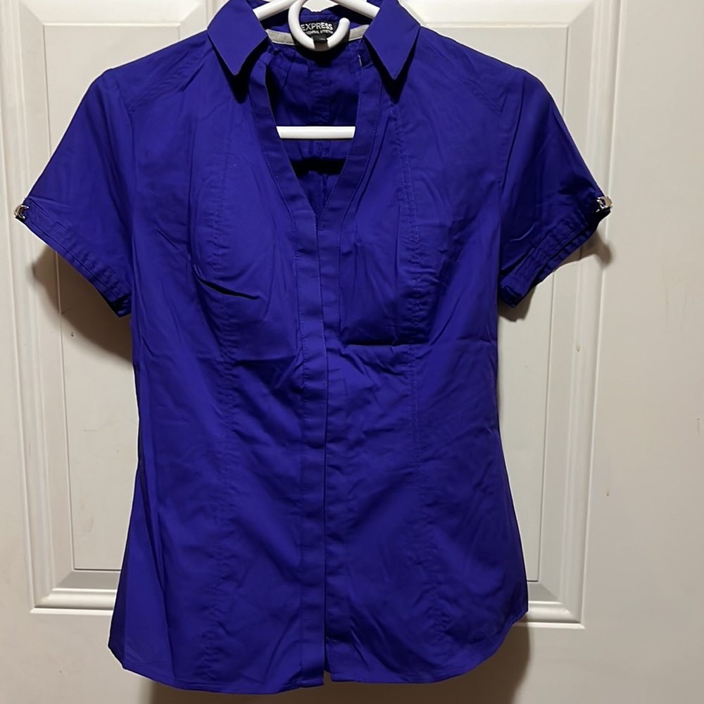 Express Button Up Dark Purple (pics make it look blue) Blouse Size XS